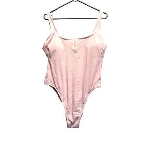 Stoney Clover LN One-Piece Swimsuit‎ Women Size XL Rib Henley Petal Pink NWOT